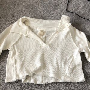 cropped knit collared shirt